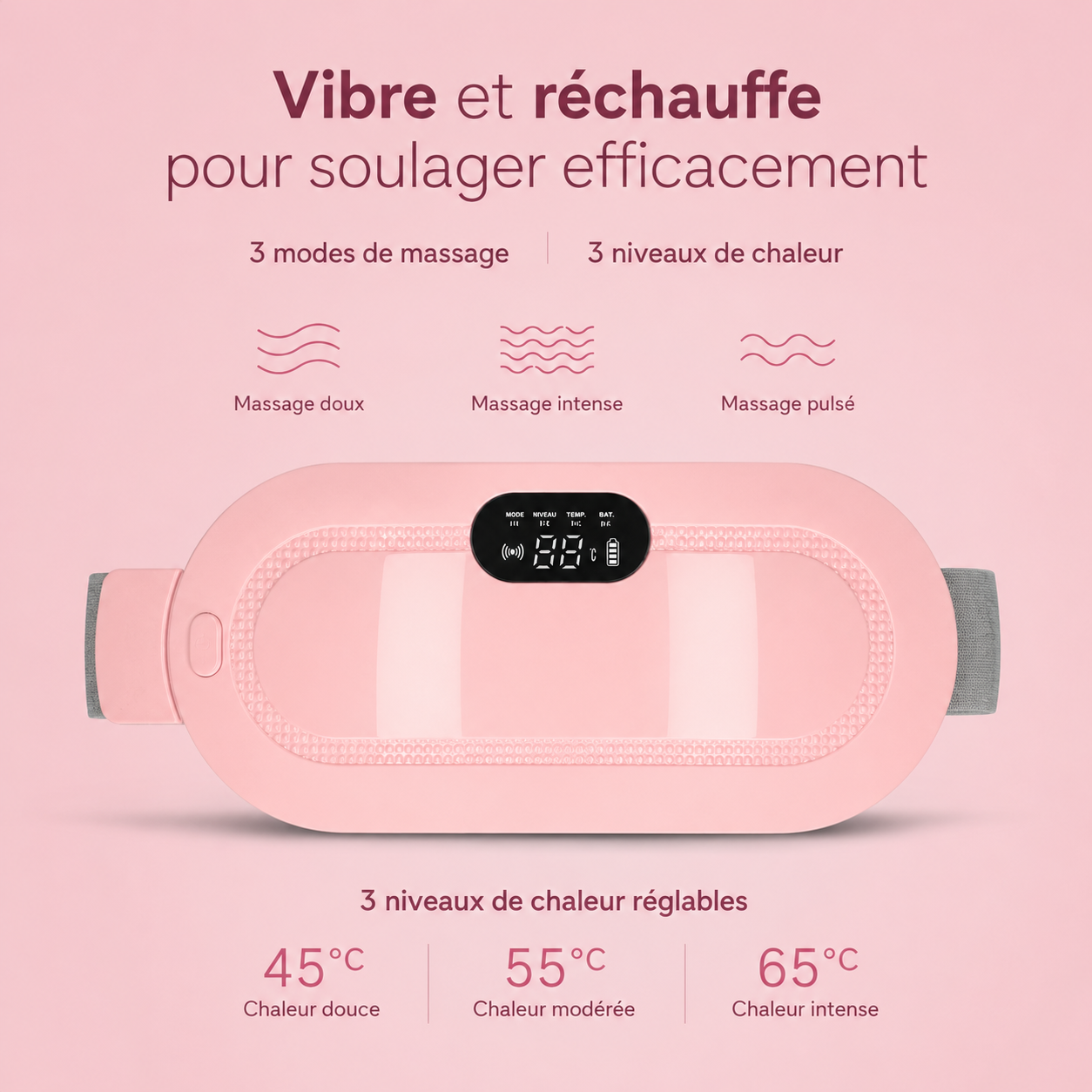 SoulageMAX™ – Ceinture Menstruelle Chauffante & Massante